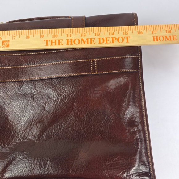 Floto Italian Leather Buckle Strap Briefcase Bag, Messenger Bag- Cognac - Picture 14 of 16